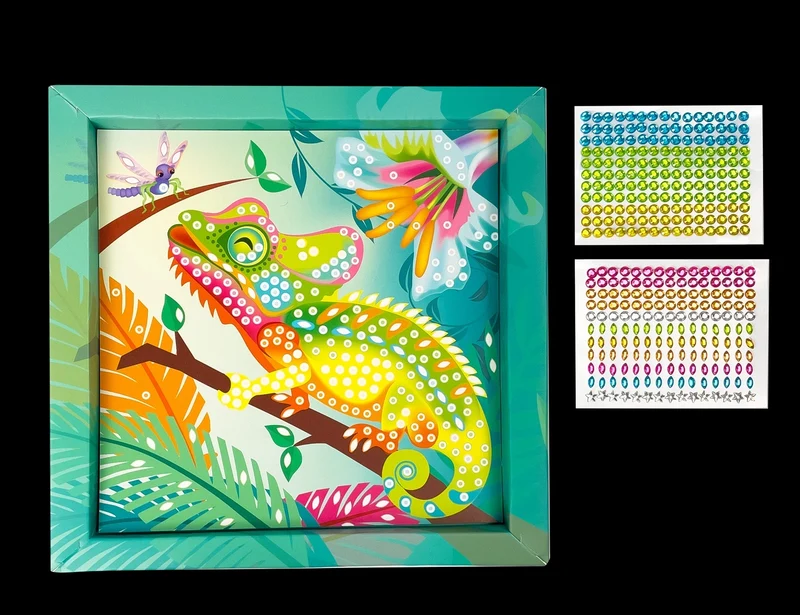 Tableau en Strass Caméléon – Kit Créatif avec Plus de 300 Strass et Cadre