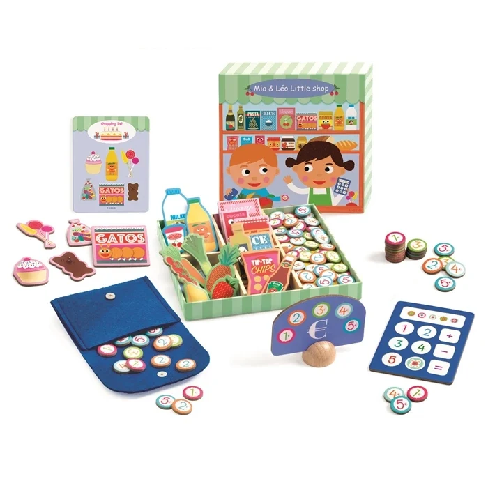 Jeu d'Imitation Mia & Léo Little Shop Djeco – Coffret Marchande avec 95 Accessoires