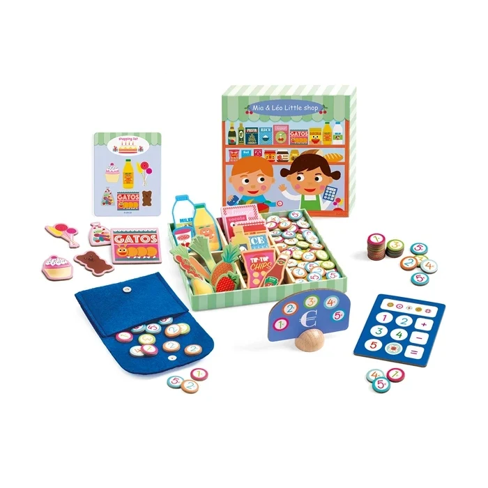 Jeu d'Imitation Mia & Léo Little Shop Djeco – Coffret Marchande avec 95 Accessoires