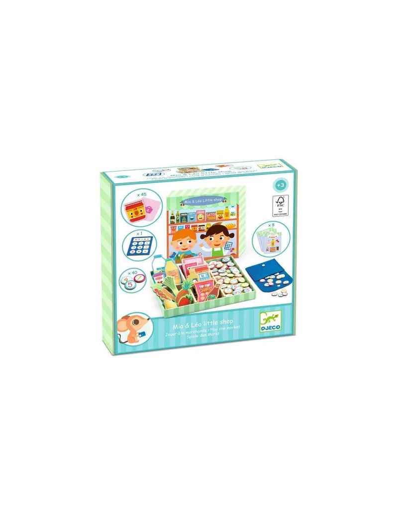 Jeu d'Imitation Mia & Léo Little Shop Djeco – Coffret Marchande avec 95 Accessoires