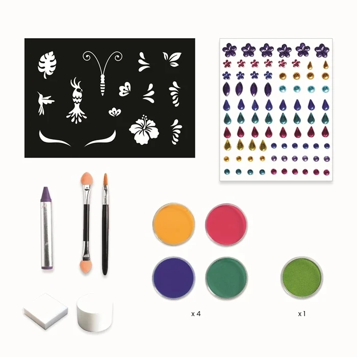 Set de Maquillage Rio de Janeiro Enfant – Perroquet, Papillon & Fleurs | Joy Cadeaux