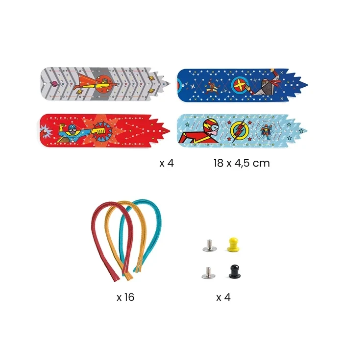 DIY Bracelets Super-Pouvoirs Djeco – Kit Créatif pour Fabriquer 4 Bracelets de Super-Héros