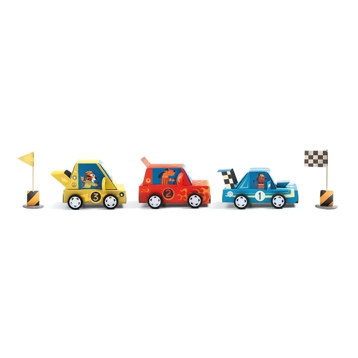 DIY Voitures de Course à Créer Djeco – Kit Créatif Enfant 3 Voitures à Personnaliser