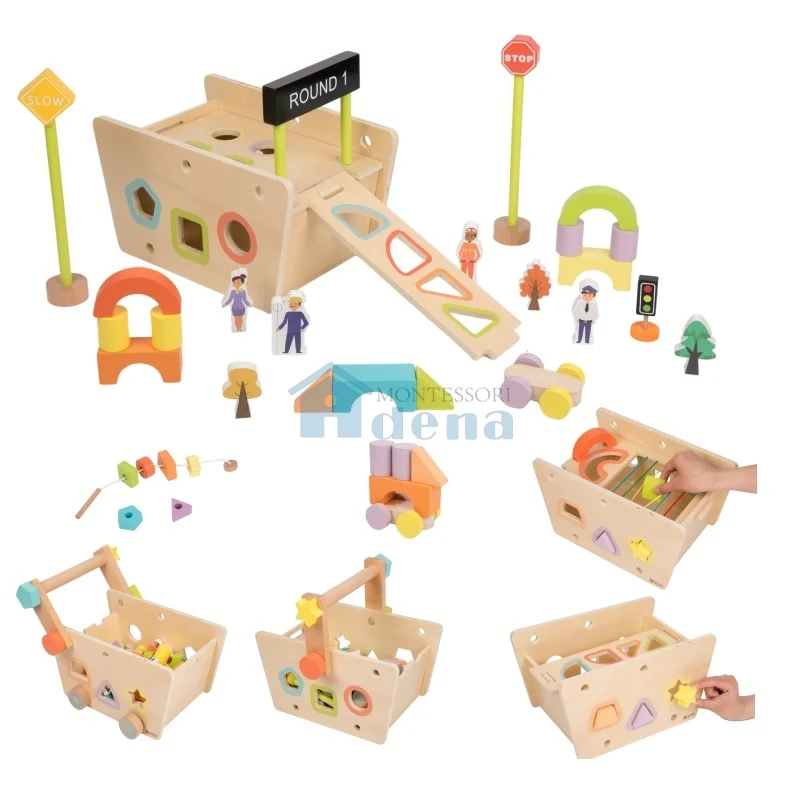Adena Montessori My Multifunctional Building Block Cart Educational Materials