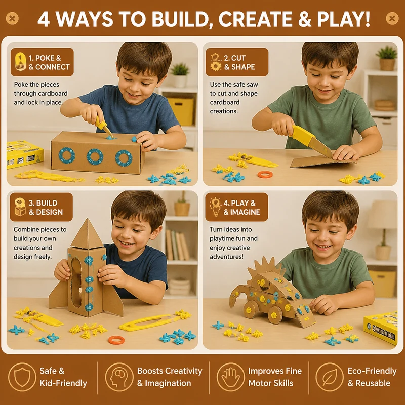 Kit d’outils pour constructions en carton pour enfants