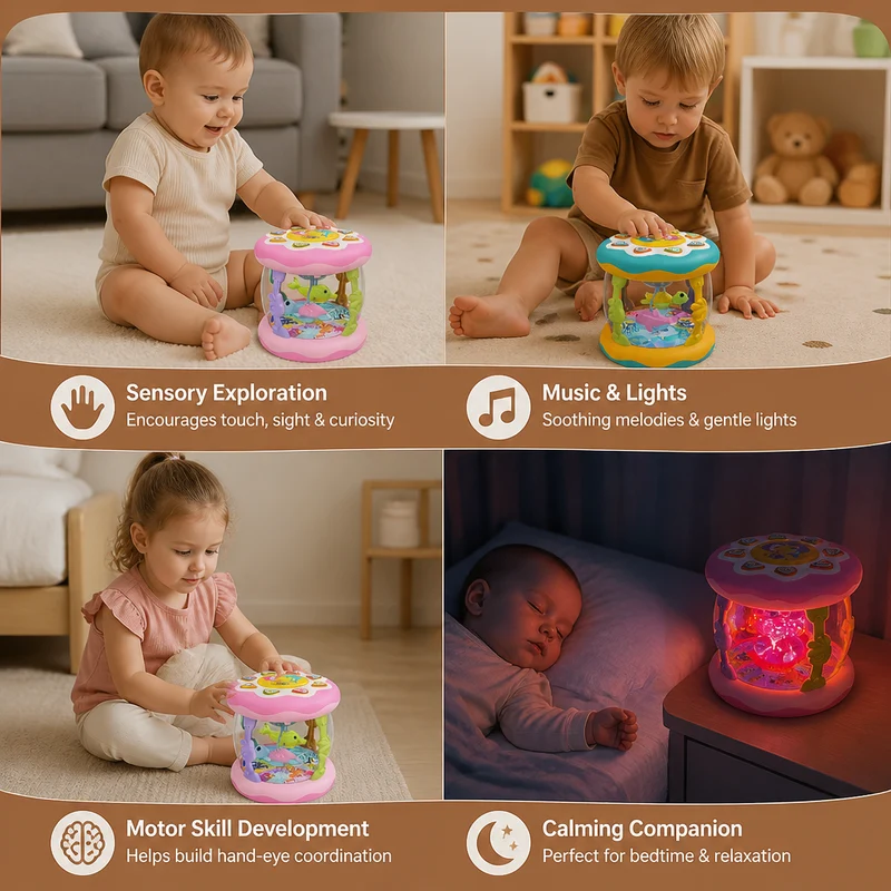 Jouet musical interactif avec lumières et berceuses