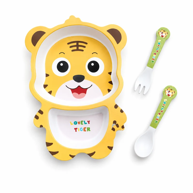 Coffret repas enfant en fibre de bambou avec assiette compartimentée