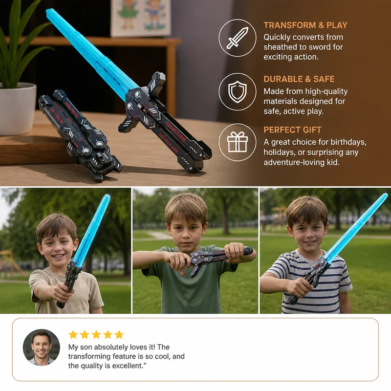 Épée papillon télescopique lumineuse pour jeu d’imitation
