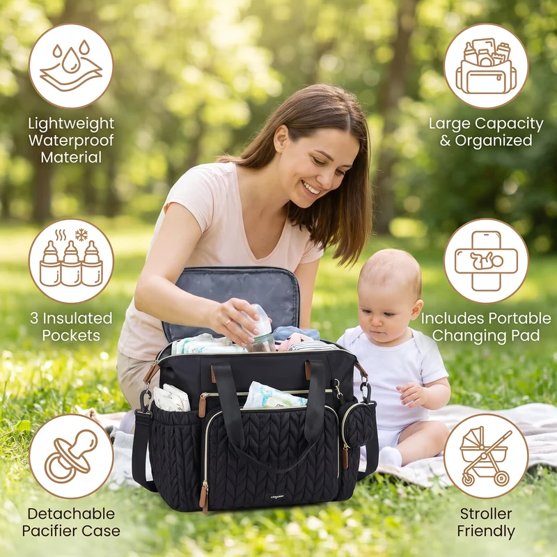 Sac à langer imperméable grande capacité avec matelas et étui à tétine