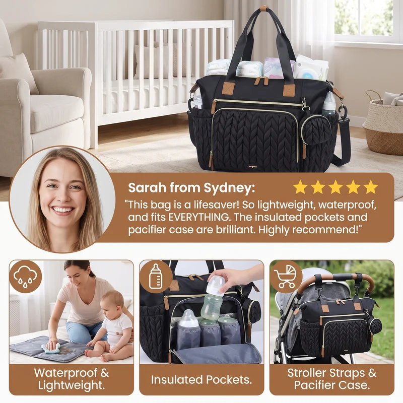 Sac à langer imperméable grande capacité avec matelas et étui à tétine