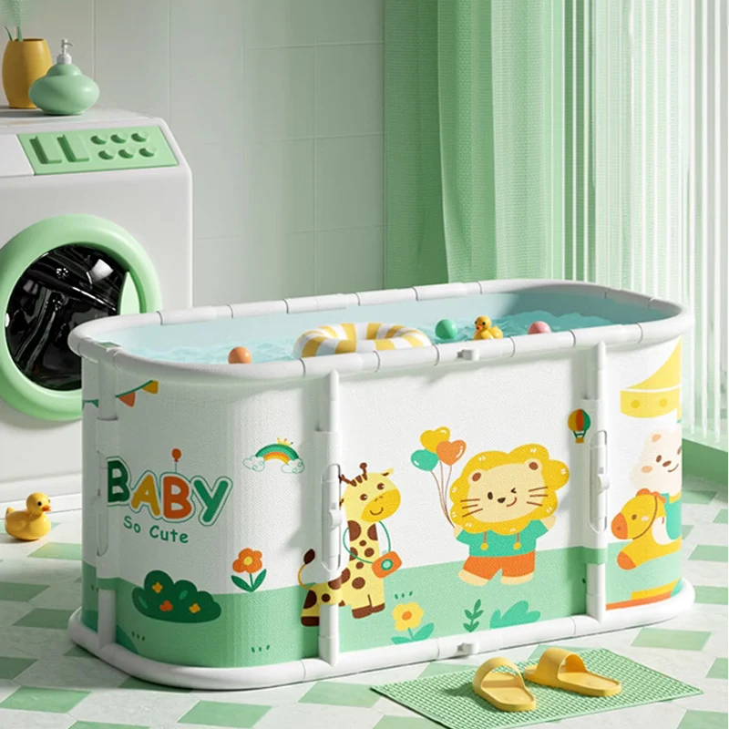 Baignoire pliable pour bébé avec indicateur de température et double vidange