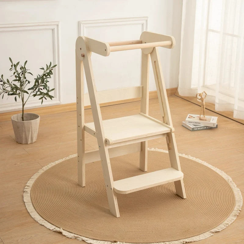 Tour d'apprentissage pliable pour enfants avec tabouret escamotable