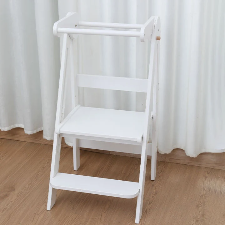 Tour d'apprentissage pliable pour enfants avec tabouret escamotable