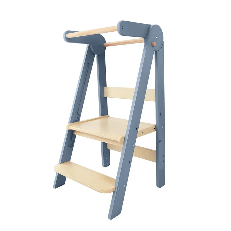 Tour d'apprentissage pliable pour enfants avec tabouret escamotable