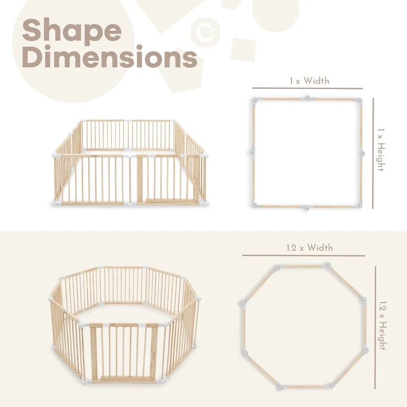 Parc pour bébé en bois naturel avec panneaux pliables