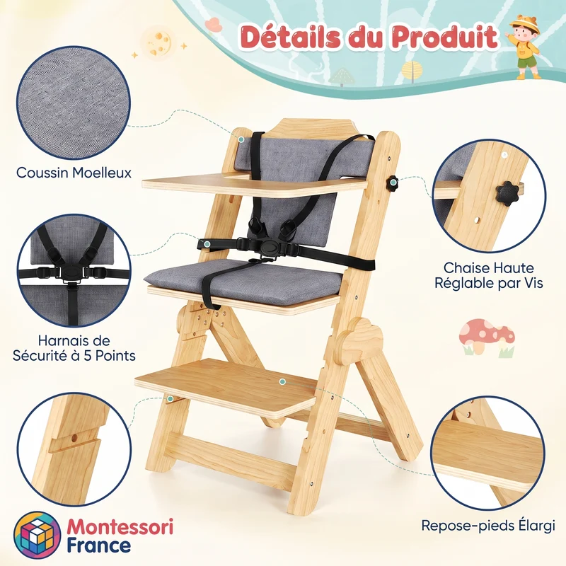 Chaise réglable pour enfants de tous âges, idéale pour s'asseoir et jouer.