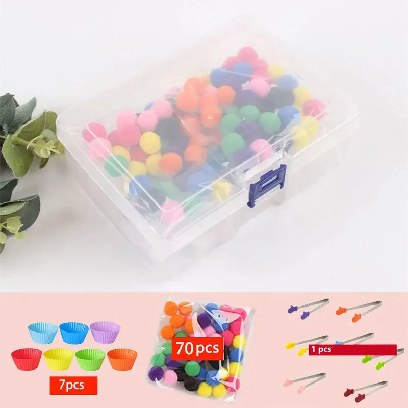 RainbowPlay™ - Jouet Montessori en Pompoms Arc-en-Ciel | Apprentissage Ludique et Sensoriel