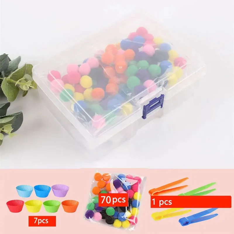 RainbowPlay™ - Jouet Montessori en Pompoms Arc-en-Ciel | Apprentissage Ludique et Sensoriel