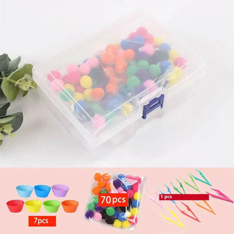 RainbowPlay™ - Jouet Montessori en Pompoms Arc-en-Ciel | Apprentissage Ludique et Sensoriel