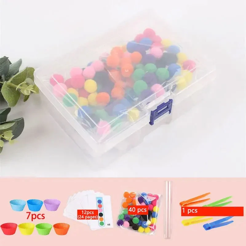 RainbowPlay™ - Jouet Montessori en Pompoms Arc-en-Ciel | Apprentissage Ludique et Sensoriel