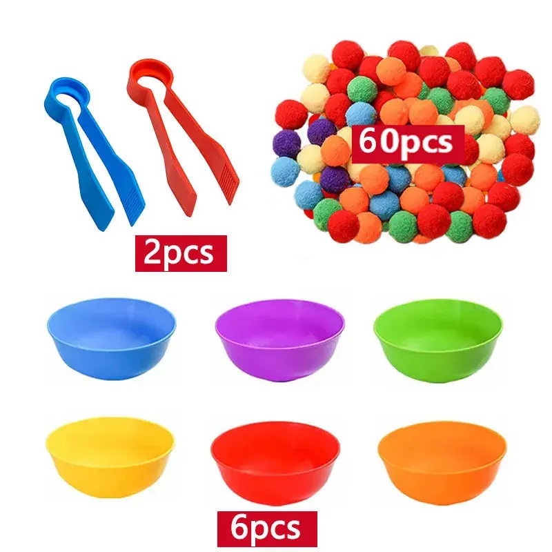 RainbowPlay™ - Jouet Montessori en Pompoms Arc-en-Ciel | Apprentissage Ludique et Sensoriel