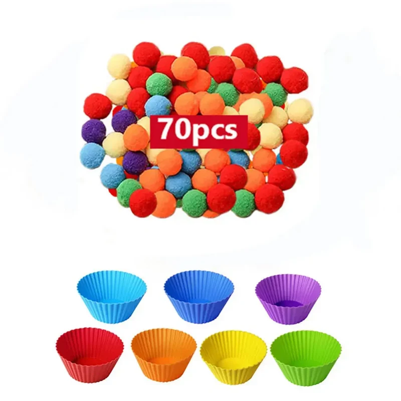 RainbowPlay™ - Jouet Montessori en Pompoms Arc-en-Ciel | Apprentissage Ludique et Sensoriel