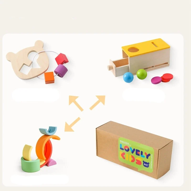 Les 5 Coffrets Montessori Bébé 0-18 Mois – Cadeau de Naissance ou Anniversaire