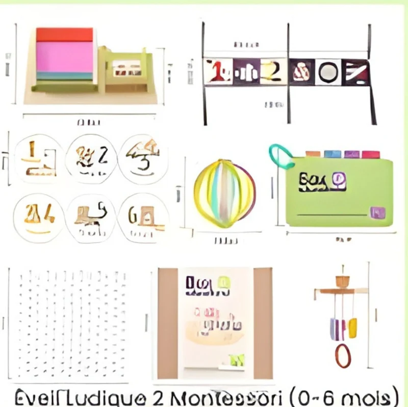 Les 5 Coffrets Montessori Bébé 0-18 Mois – Cadeau de Naissance ou Anniversaire