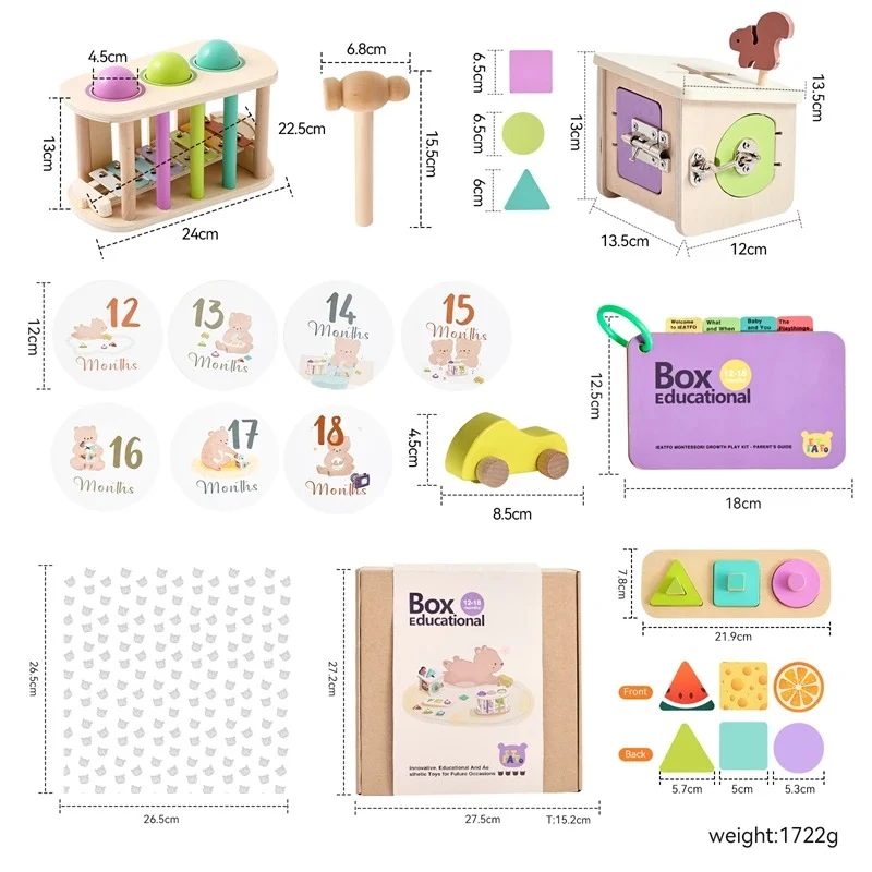 Les 5 Coffrets Montessori Bébé 0-18 Mois – Cadeau de Naissance ou Anniversaire