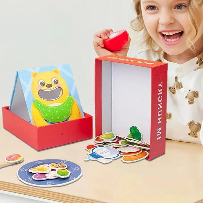 Ours d'Alimentation en Bois Montessori - Jouet Éducatif pour Enfants