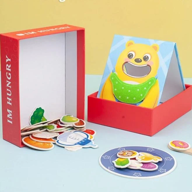 Ours d'Alimentation en Bois Montessori - Jouet Éducatif pour Enfants