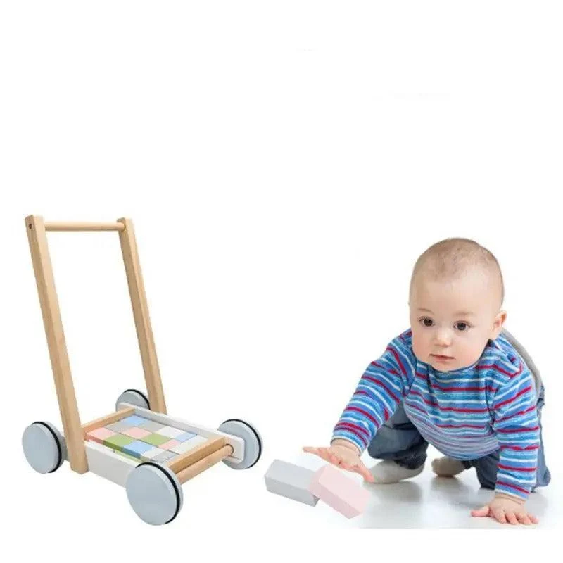 Trotteur d'apprentissage en bois pour bébé - Marcheur d'activité multifonction, jouet éducatif 2 en 1