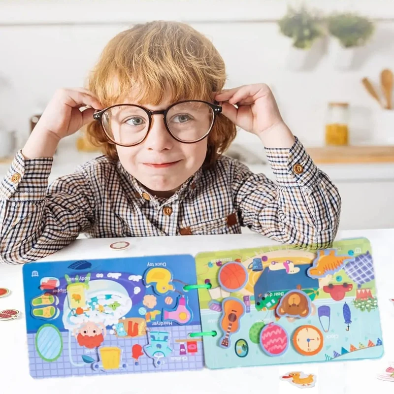 Livre d'activités Montessori pour enfants 2 à 5 ans - Jouet éducatif avec 28 activités pour la motricité fine