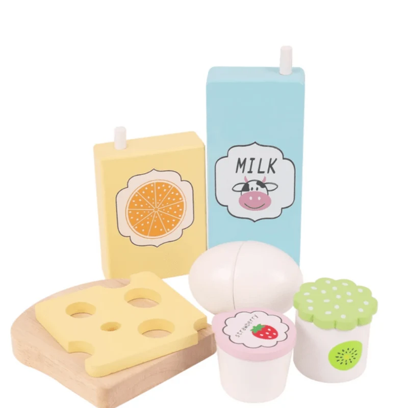Objets en bois pour un goûter montessori aux produits laitiers