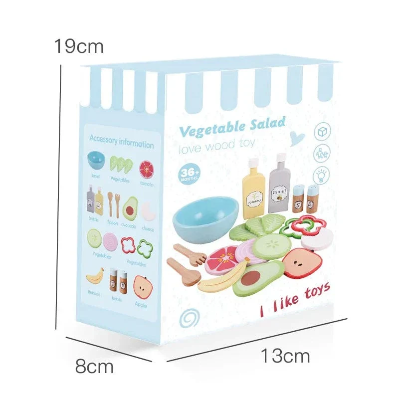 Jeu de cuisine en bois Montessori - Salade de fruits et crudités