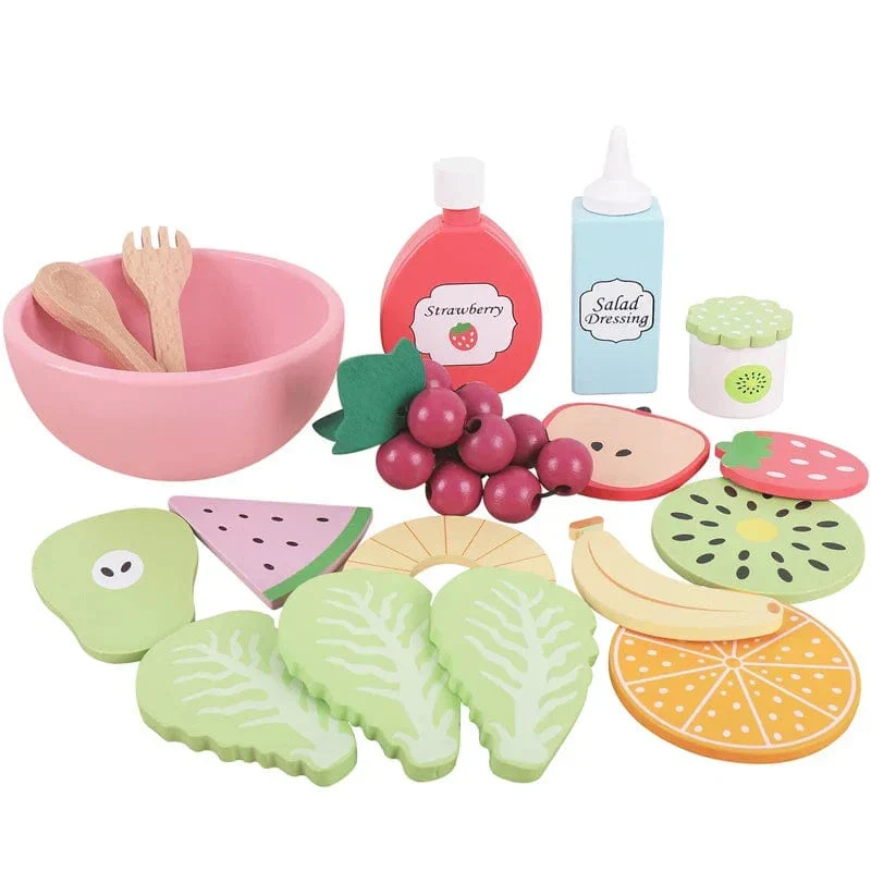 Jeu de cuisine en bois Montessori - Salade de fruits et crudités