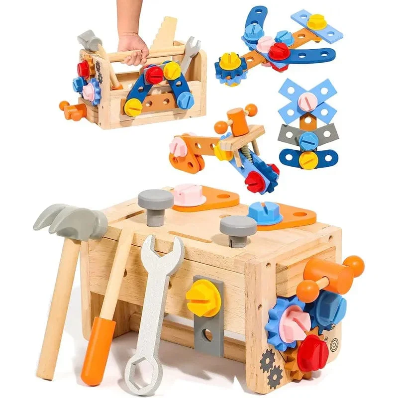 Outils de bricolage pour enfants en bois - Caisse à outils et jouets d'imitation Montessori
