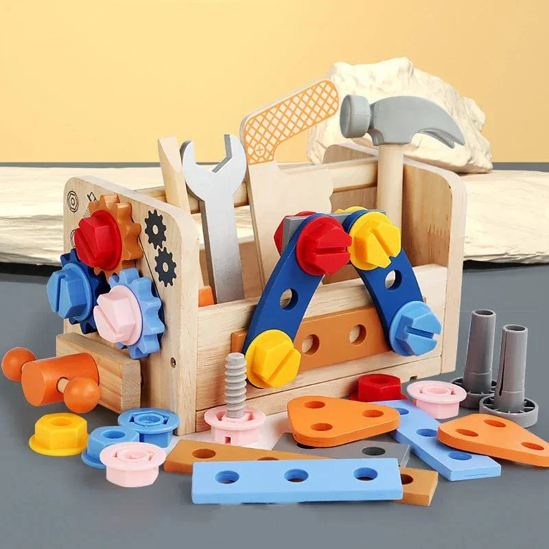 Outils de bricolage pour enfants en bois - Caisse à outils et jouets d'imitation Montessori