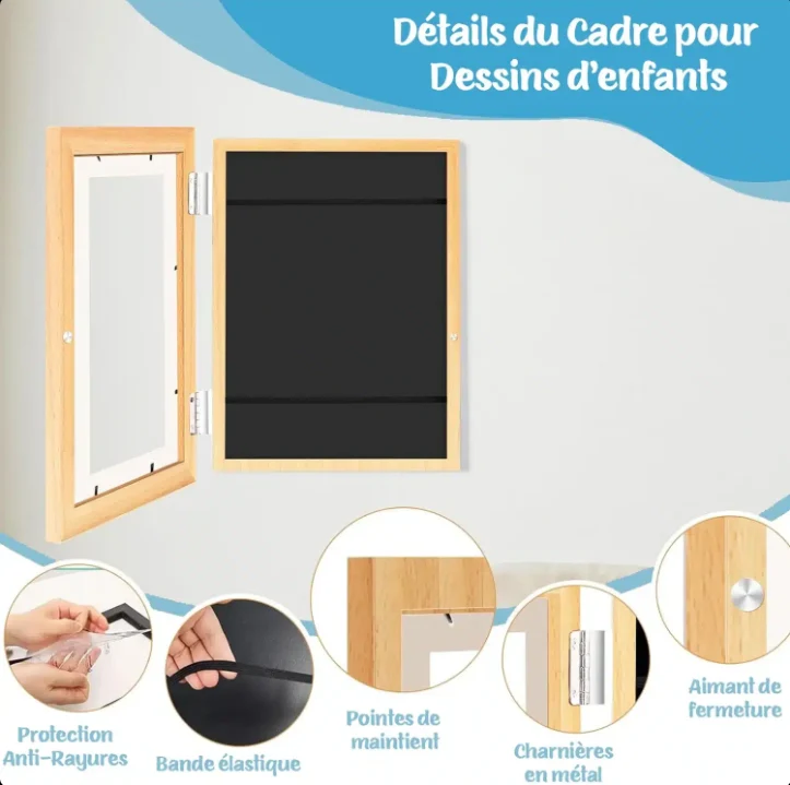 Cadre pour Dessins d'Enfants | Stockez et Exposez jusqu'à 150 Œuvres | Format A4