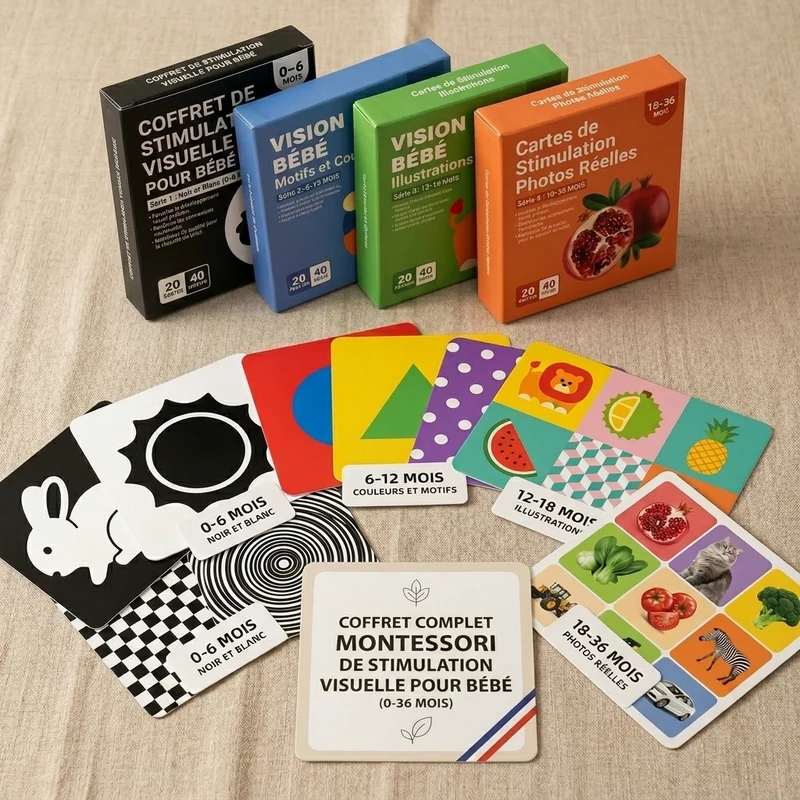 Cartes de stimulation visuelle pour bébé Montessori