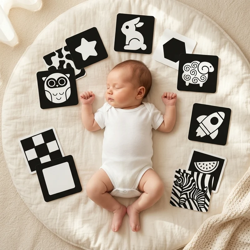 Cartes de stimulation visuelle pour bébé Montessori