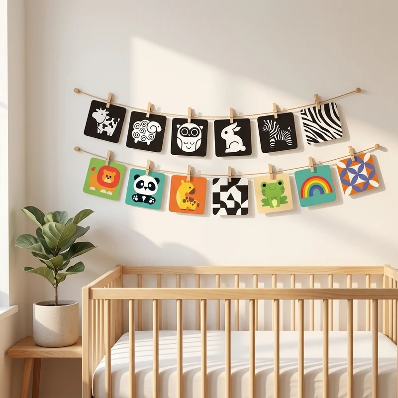 Cartes de stimulation visuelle pour bébé Montessori