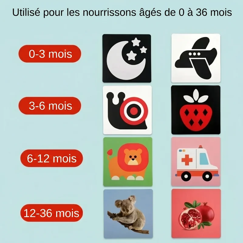 Cartes de stimulation visuelle pour bébé Montessori