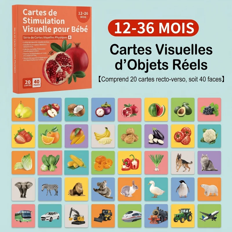 Cartes de stimulation visuelle pour bébé Montessori