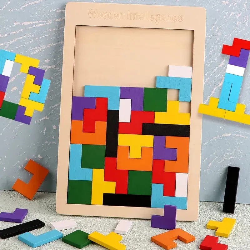 Colorful 3D Puzzle - Jouet éducatif en bois Tangram Montessori