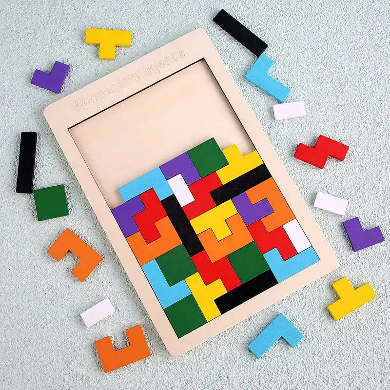 Colorful 3D Puzzle - Jouet éducatif en bois Tangram Montessori