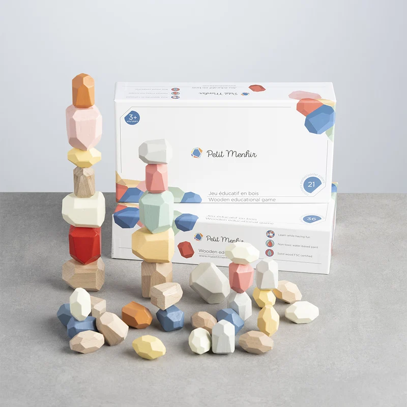 Les Petits Menhirs | Jeu Éducatif en Bois - Couleurs Pastel