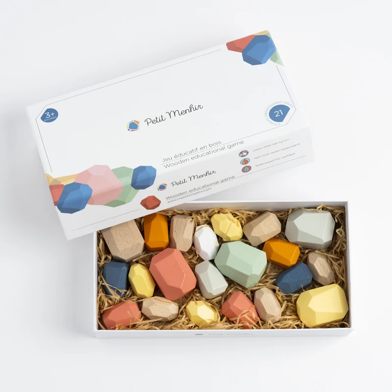 Les Petits Menhirs - Jeu Éducatif en Bois - Couleurs Pastel