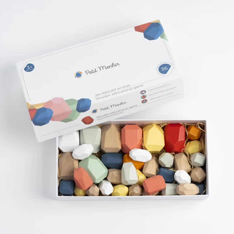 Les Petits Menhirs - Jeu Éducatif en Bois - Couleurs Pastel