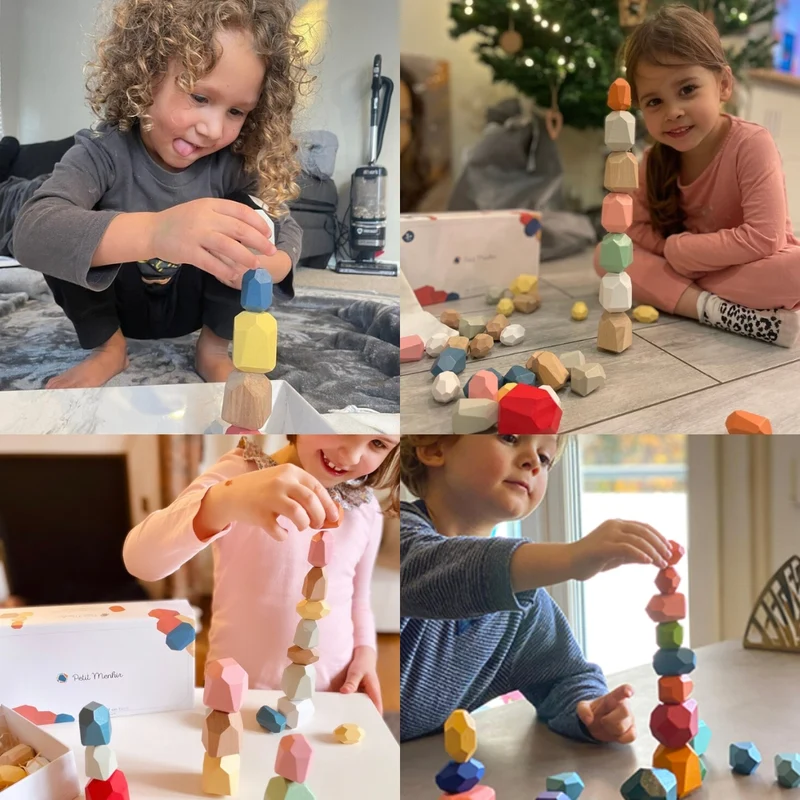 Les Petits Menhirs | Jeu Éducatif en Bois - Couleurs Pastel